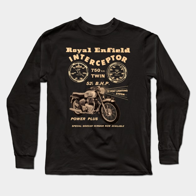 Royal Enfield Interceptor vintage Advertising by MotorManiac Long Sleeve T-Shirt by MotorManiac